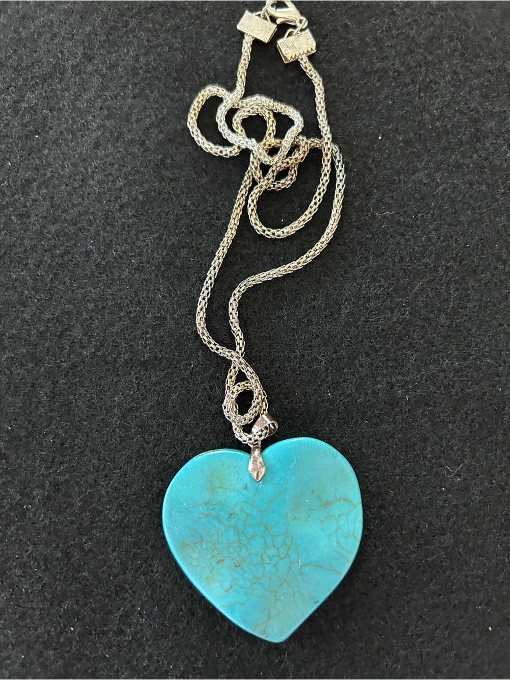 Source Unknown Turquoise Heart Pendant Necklace - Blue Silver
